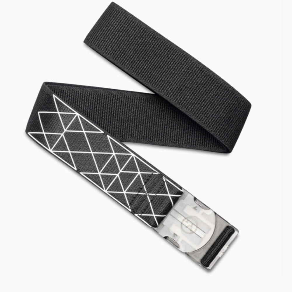 Arcade Geo Stretch Black Reflective Belt clear buckle
